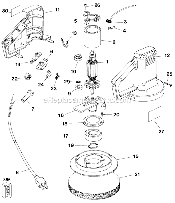 Page A Diagram and Parts List for 9555 Type 3 Black and Decker Sander Polisher